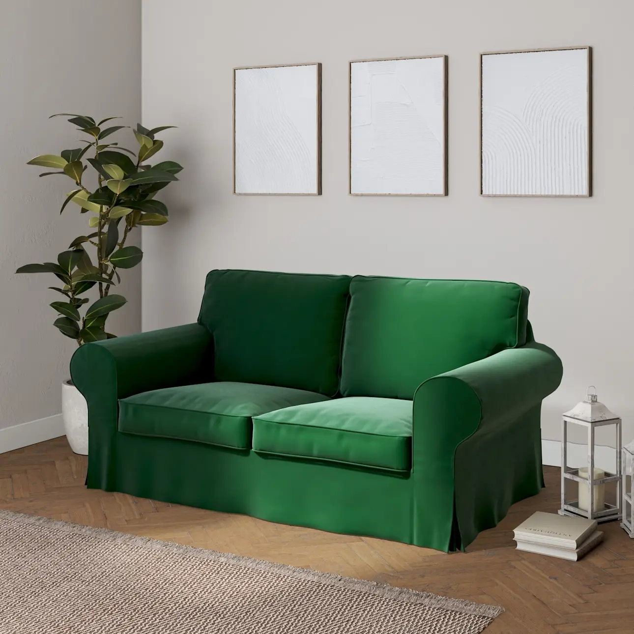 Dekoria Potah na pohovku IKEA  Ektorp 2-místná, rozkládací, STARÝ MODEL, lahvová zeleň, pohovka Ektorp 2-místná rozkládací, Velvet, 704-13