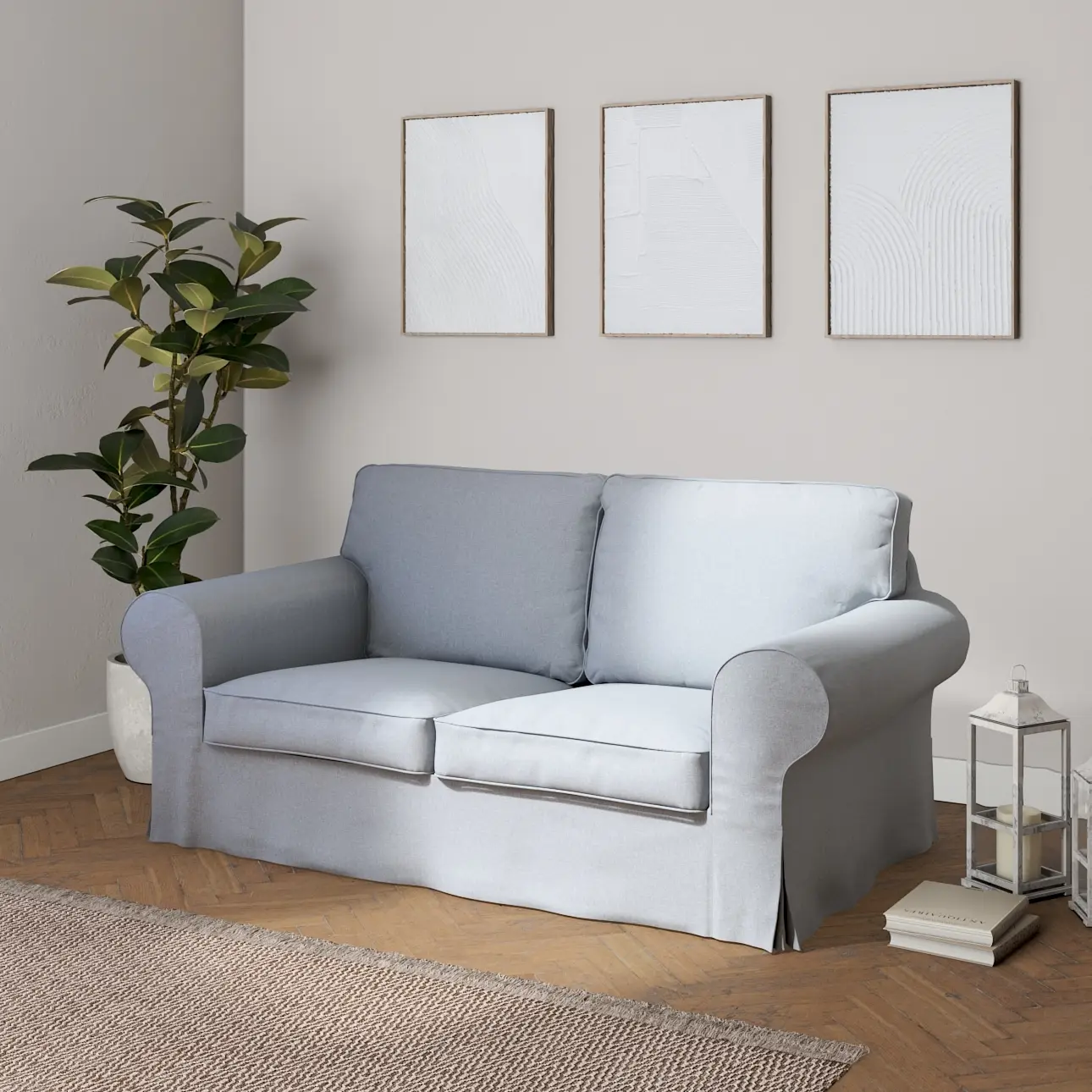 Dekoria Potah na pohovku IKEA  Ektorp 2-místná, rozkládací, STARÝ MODEL, jemně blankytný melanž, pohovka Ektorp 2-místná rozkládací, Amsterdam, 704-46
