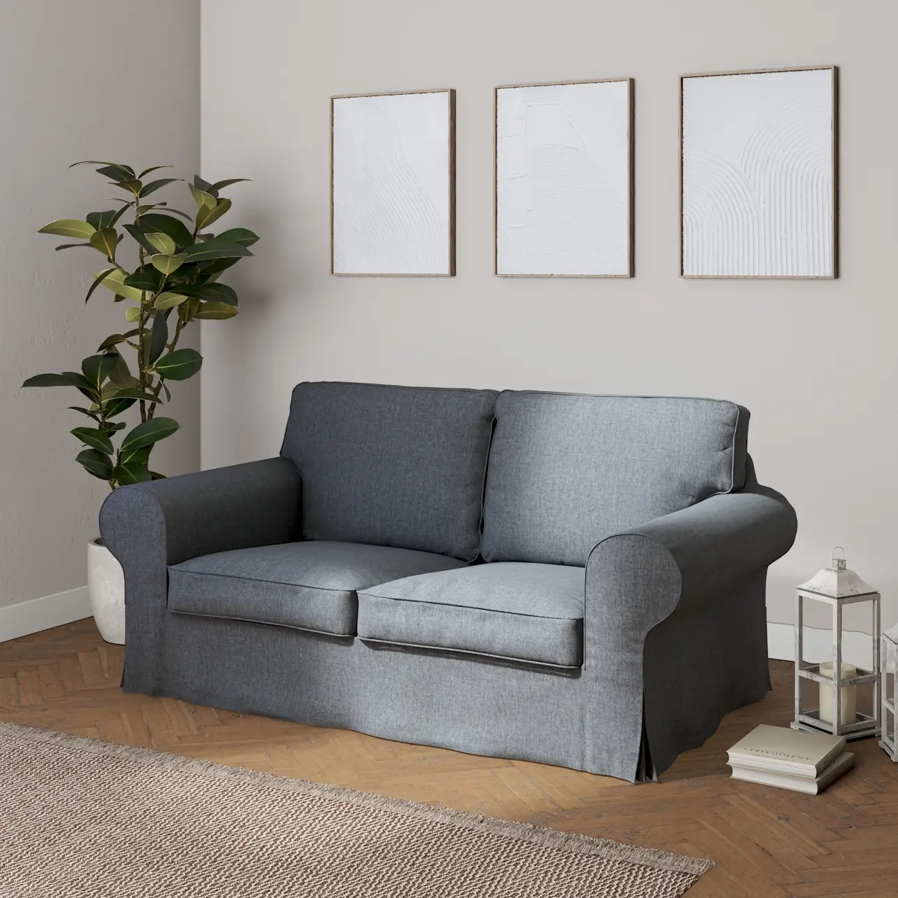 Dekoria Potah na pohovku IKEA  Ektorp 2-místná, rozkládací, STARÝ MODEL, šedý grafit, pohovka Ektorp 2-místná rozkládací, City, 704-86