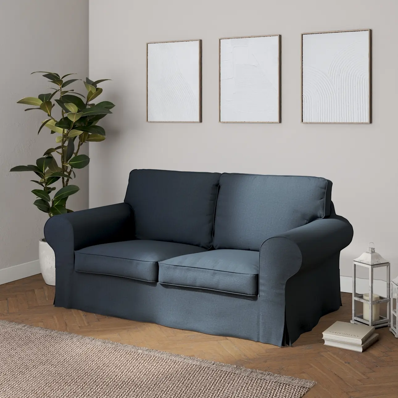 Dekoria Potah na pohovku IKEA  Ektorp 2-místná, rozkládací, STARÝ MODEL, šedo-modrá, pohovka Ektorp 2-místná rozkládací, Etna, 705-30