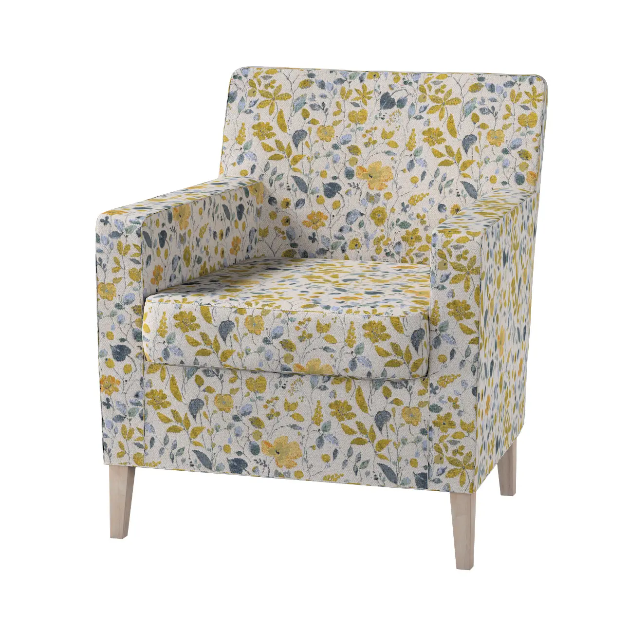 Dekoria Potah na křeslo IKEA Karlstad, žlutá a modrá, Potah na křeslo Karlstad, Cosy Home, 145-13