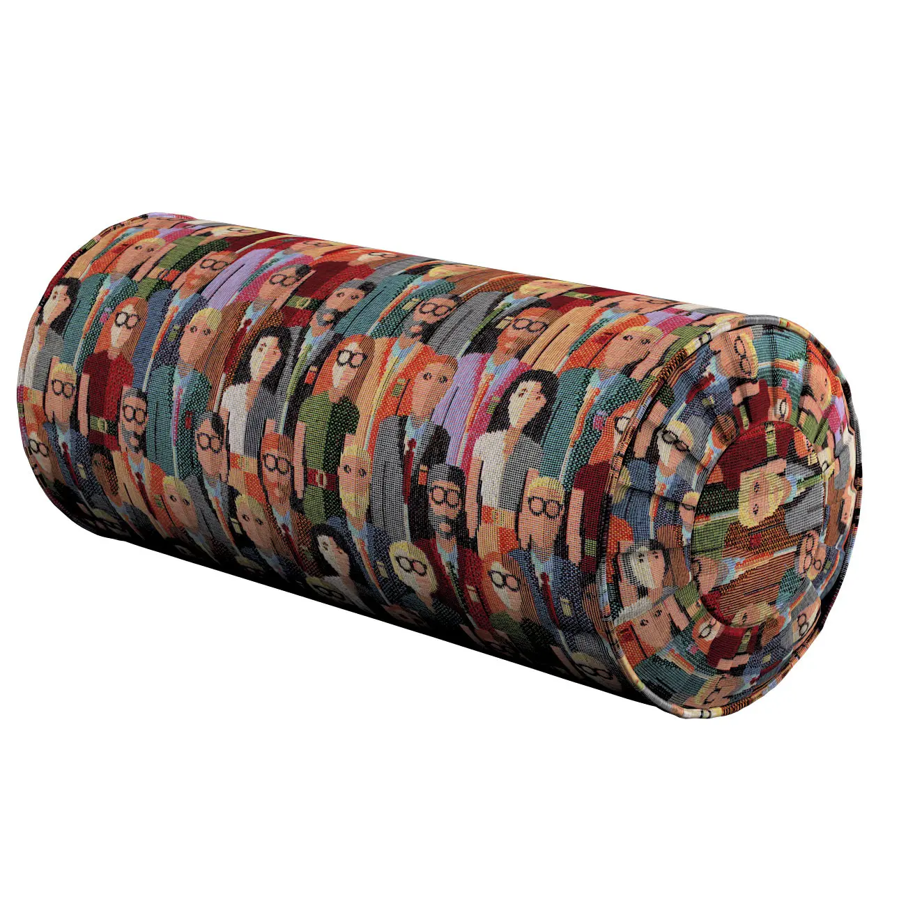 Dekoria Válec s čelními záložkami, červeno-modrá, Ø 20 x 50 cm, Intenso Premium, 144-15