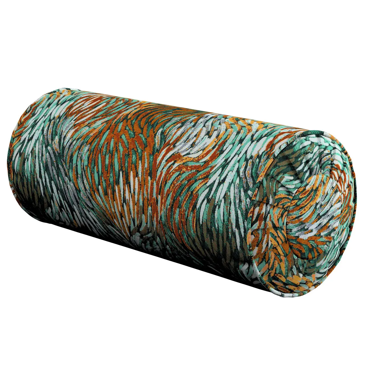 Dekoria Válec s čelními záložkami, zelená/oranžová, Ø 20 x 50 cm, Intenso Premium, 144-31