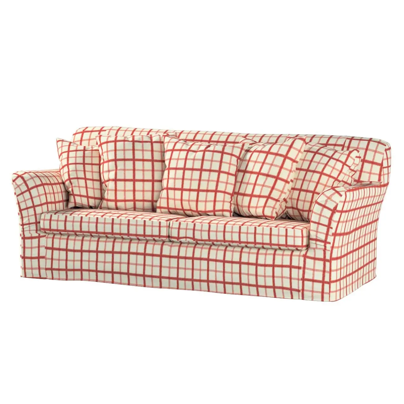 Dekoria Potah na pohovku IKEA  Tomelilla rozkládací, režný podklad,červená mřížka, pohovka Tomelilla rozkládací, Avinon, 131-15