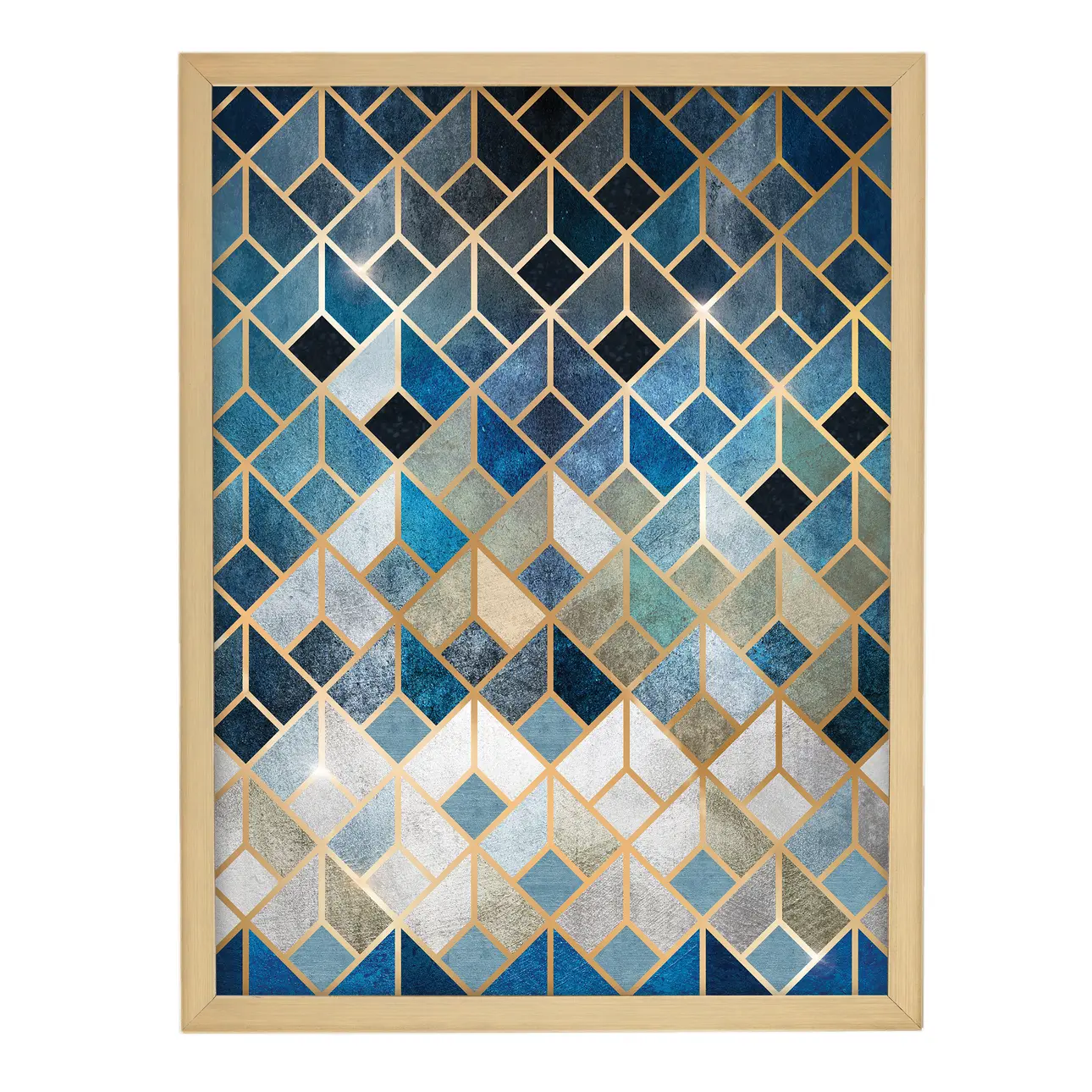 Dekoria Obraz Gold&navy Geometric 30x40cm, 30 x 40 cm