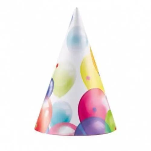 Party papírové čepičky s balonky 8 ks