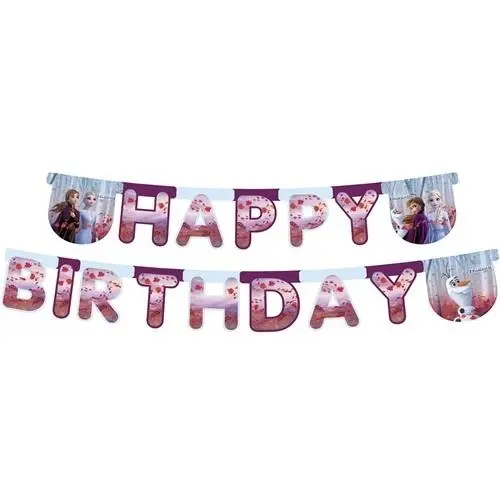 Party nápis Frozen 2 - Happy Birthday 230 cm