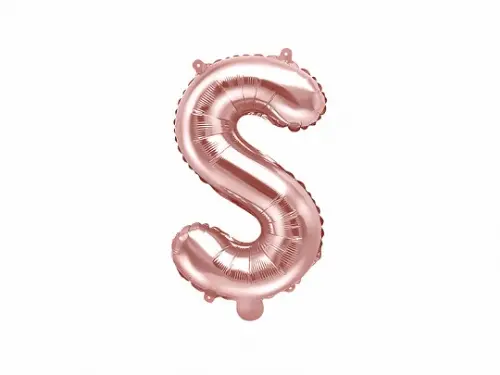PartyDeco Fóliový balónek Mini - Písmeno S 35cm růžovo-zlatý