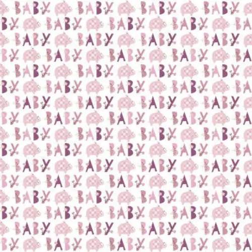 Balící papír Baby růžový slon - 76 x 152cm
