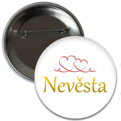Placka Nevěsta - srdíčka 6 cm