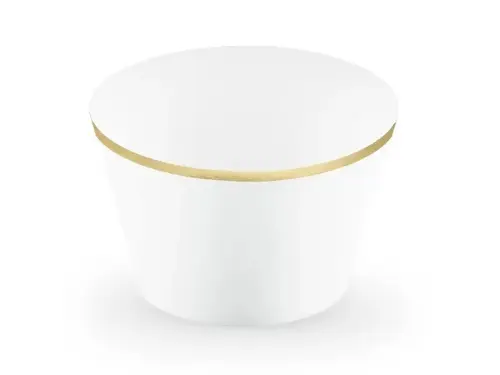 Košíček na cupcake bílý - zlatý rámeček 6 ks