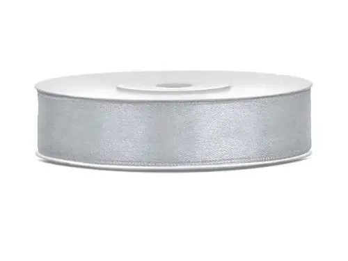 Saténová stuha stříbrná 12 mm x 25 m