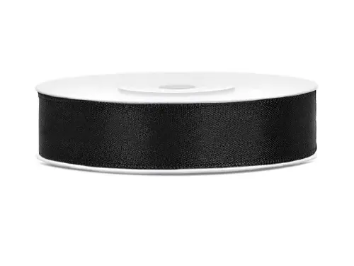 Saténová stuha černá 12 mm x 25 m