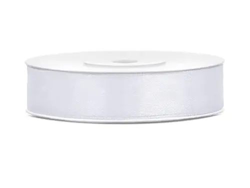 Saténová stuha bílá 12 mm x 25 m