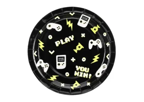 PartyDeco Taniere s potlačou Gamepad 23 cm, 6 ks