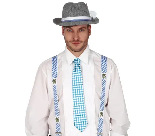 Modrá kostkovaná kravata Oktoberfest