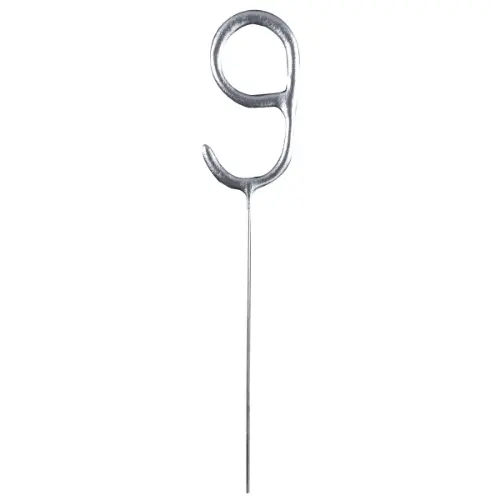 Prskavka číslice 9 stříbrná, 17 cm