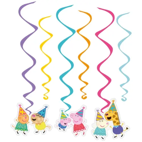 Závěsné spirály Prasátko Peppa party, 6 ks