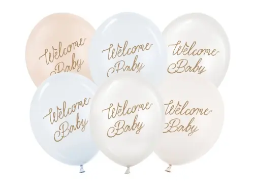 Balonky Welcome Baby – modrý mix, 6 ks, 30 cm