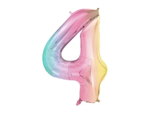 Fóliová číslice 4 pastelová duha – 86 cm