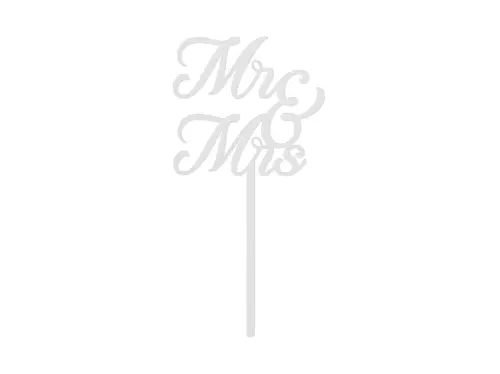 Dortový topper Mr a Mrs bílý, 16,5 cm
