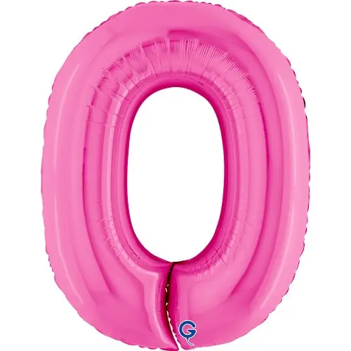 Foliová číslice - růžová 0, 102 cm