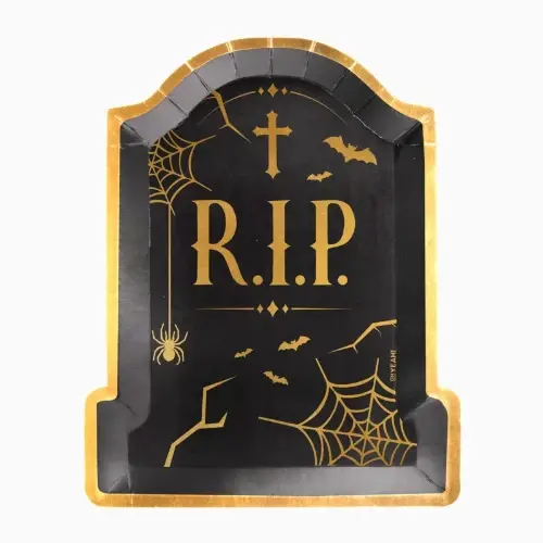 Halloweenský papírový podnos – Náhrobní kámen 34 x 27 cm, 2 ks
