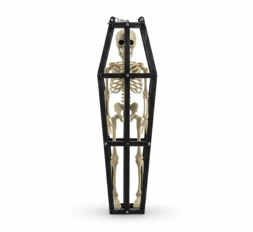 Halloweenský kostlivec v kleci – 43 cm