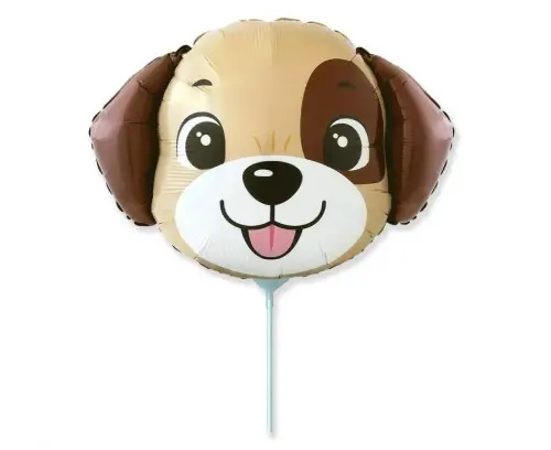 Balónek na tyčku pejsek hlava mini 35 cm