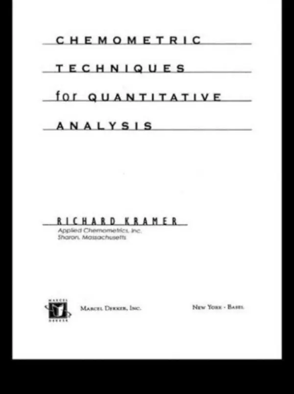 Chemometric Techniques for Quantitative Analysis - Kramer, Richard