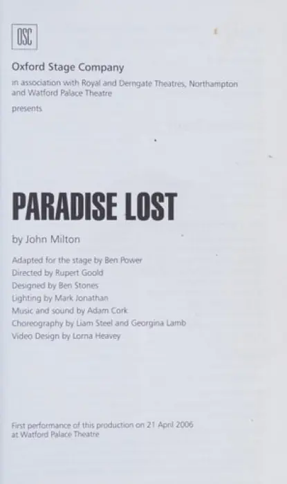 Paradise Lost - Power, Ben (Theatre Company)