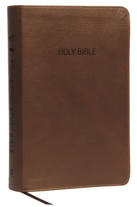NKJV, Foundation Study Bible, Leathersoft, Brown, Thumb Indexed, Red Letter - Thomas Nelson