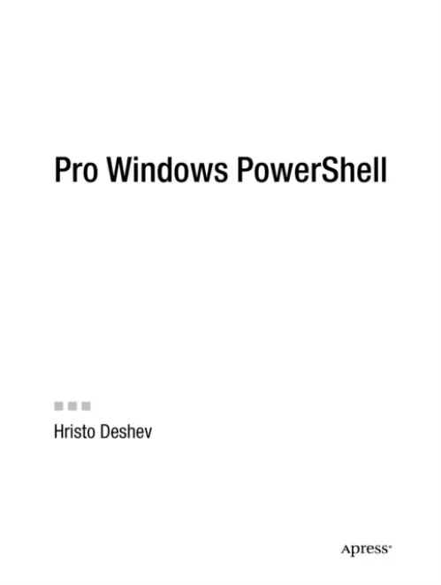 Pro Windows PowerShell - Deshev, Hristo