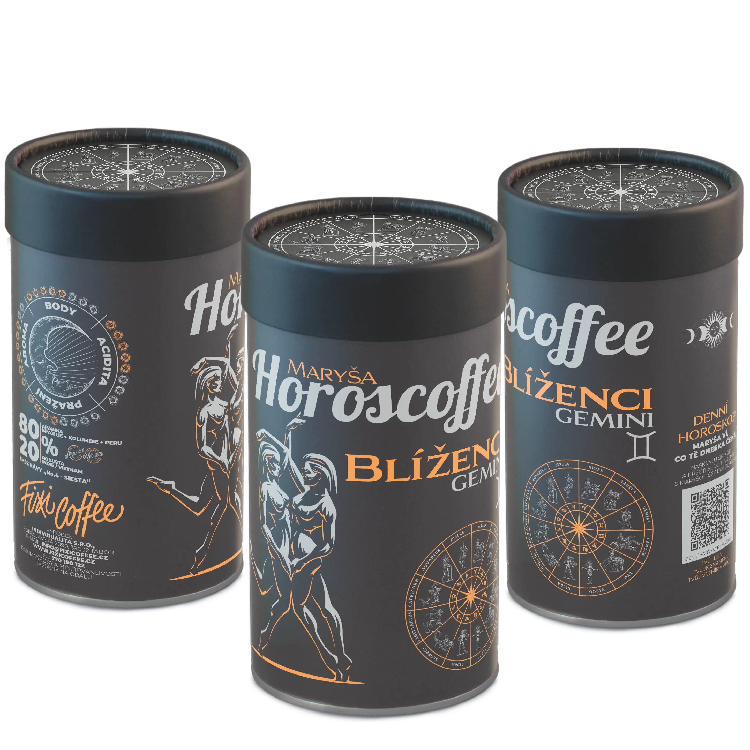 Fixi Horoscoffee – Blíženec – káva dle znamení horoskopu zrnková / papírová tuba / 500 g