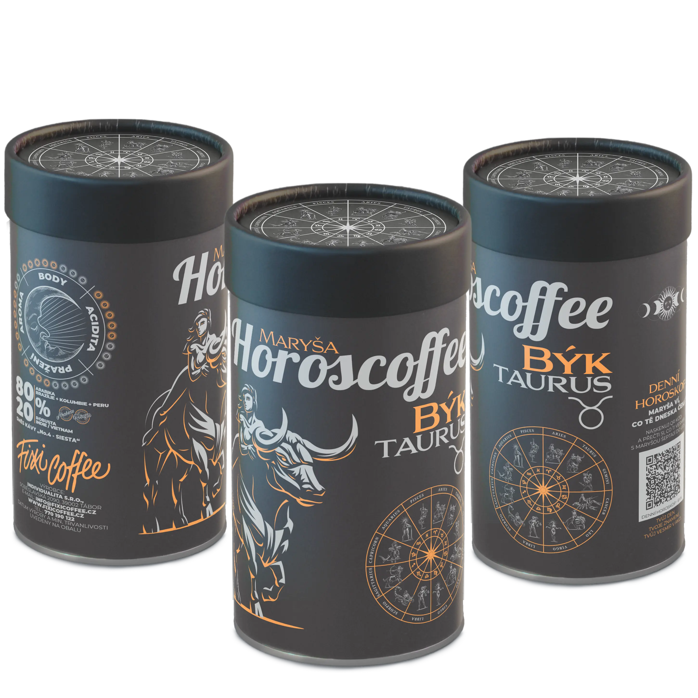 Fixi Horoscoffee – Býk – káva dle znamení horoskopu jemně mletá / papírová tuba / 250 g