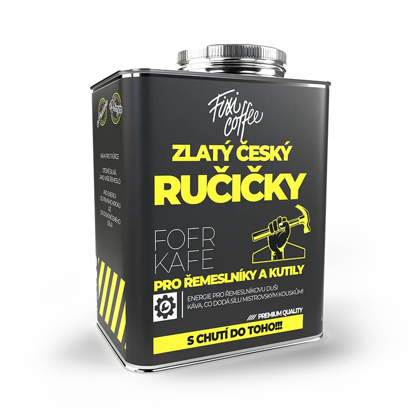 Fixi Coffee Fofr kafe – Zlatý český ručičky, směs výběrové kávy zrnková / stylový plechový kanystr / 500 g