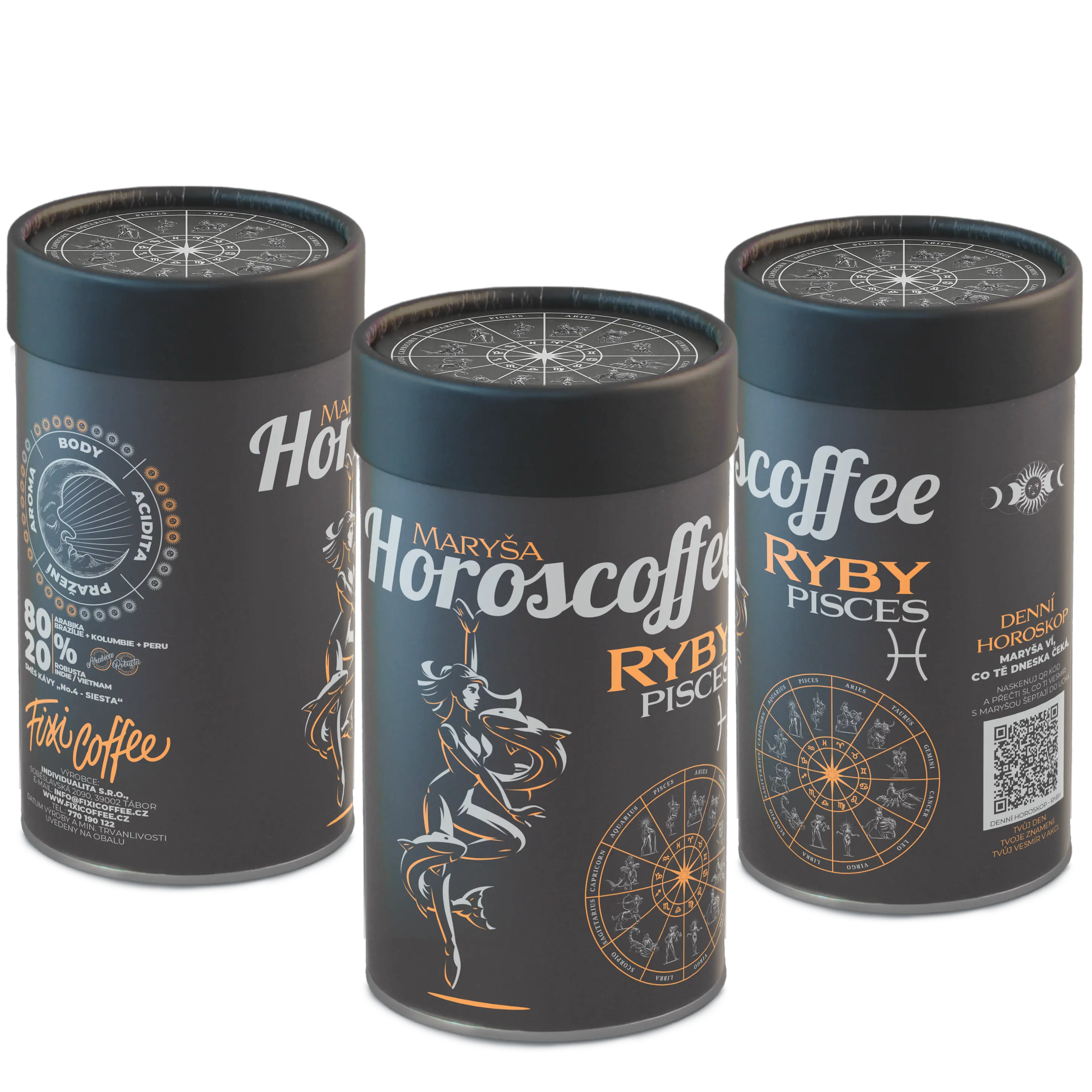 Fixi Horoscoffee – Ryby – káva dle znamení horoskopu jemně mletá / papírová tuba / 250 g