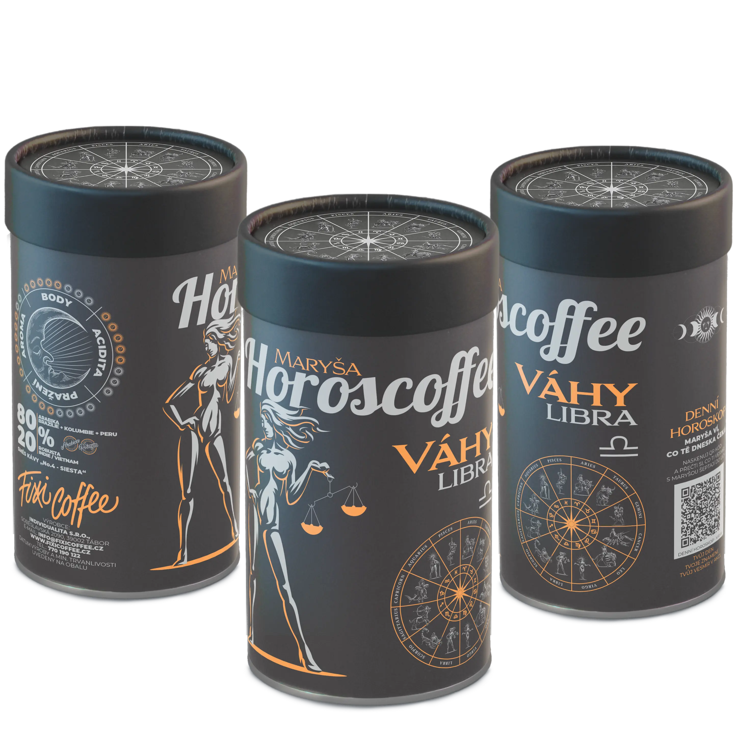 Fixi Horoscoffee – Váhy – káva dle znamení horoskopu zrnková / papírová tuba / 250 g