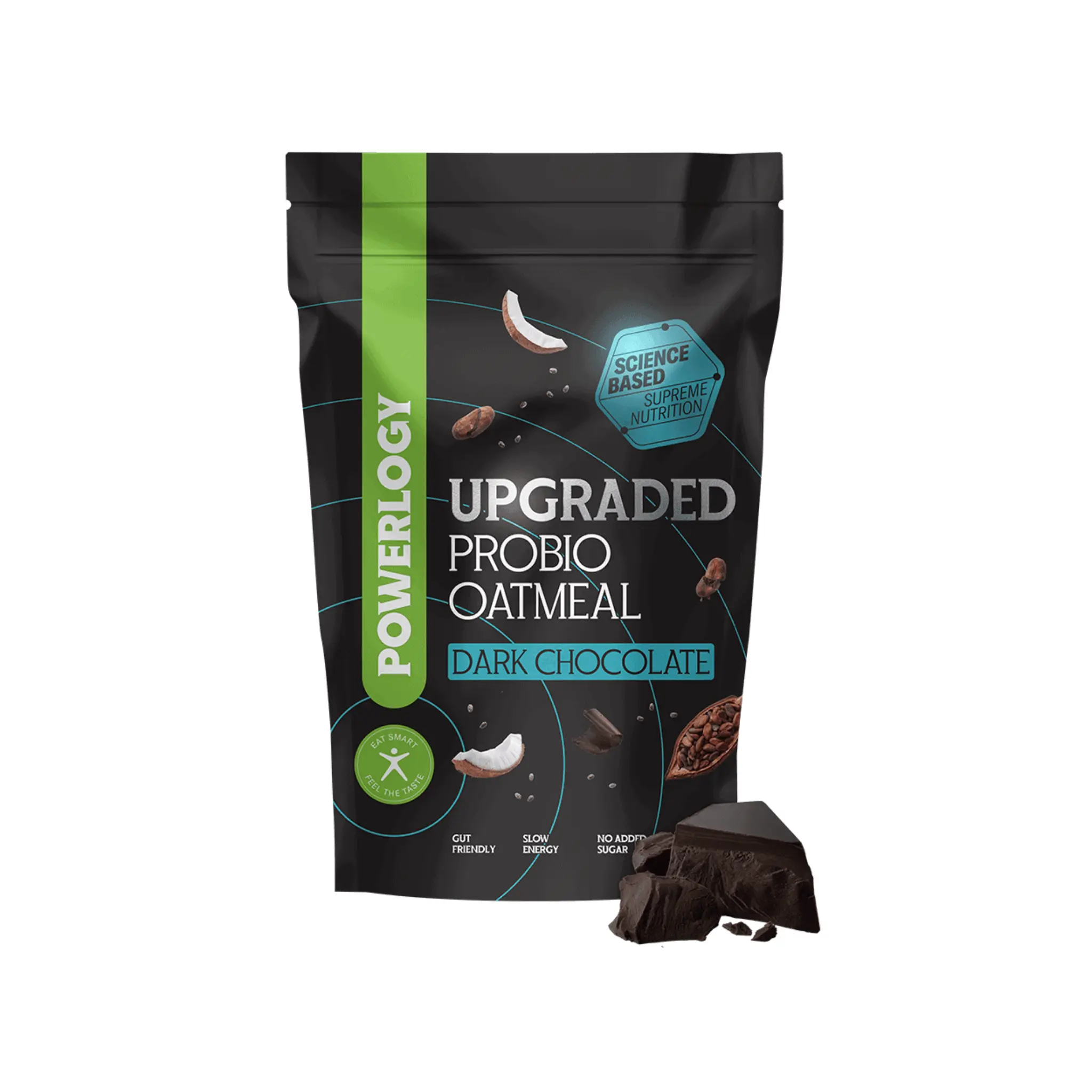 Powerlogy Ugraded Probio Oatmeal 350 g Hořká čokoláda
