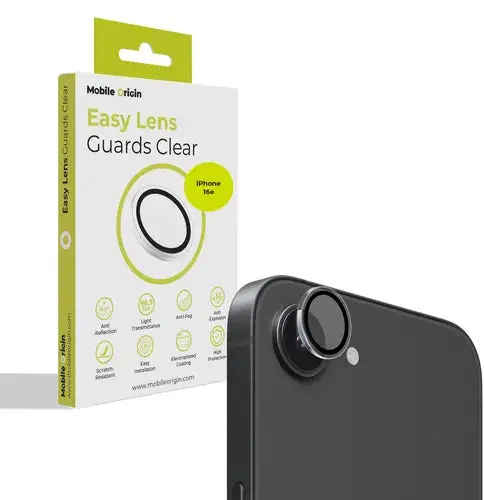 Sklo na fotoaparát pro iPhone 16e Mobile Origin Easy Lens Full Cover - průhledné