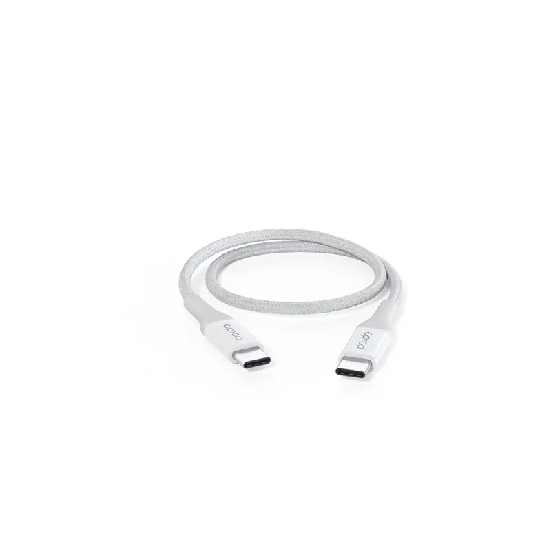 Opletený PD kabel Epico USB-C na USB-C 30 cm - bílý