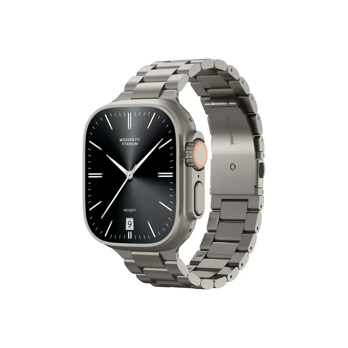 Řemínek pro Apple Watch 49mm/46mm/45mm/44mm Spigen Modern Fit Titanium Band - přírodně titanový