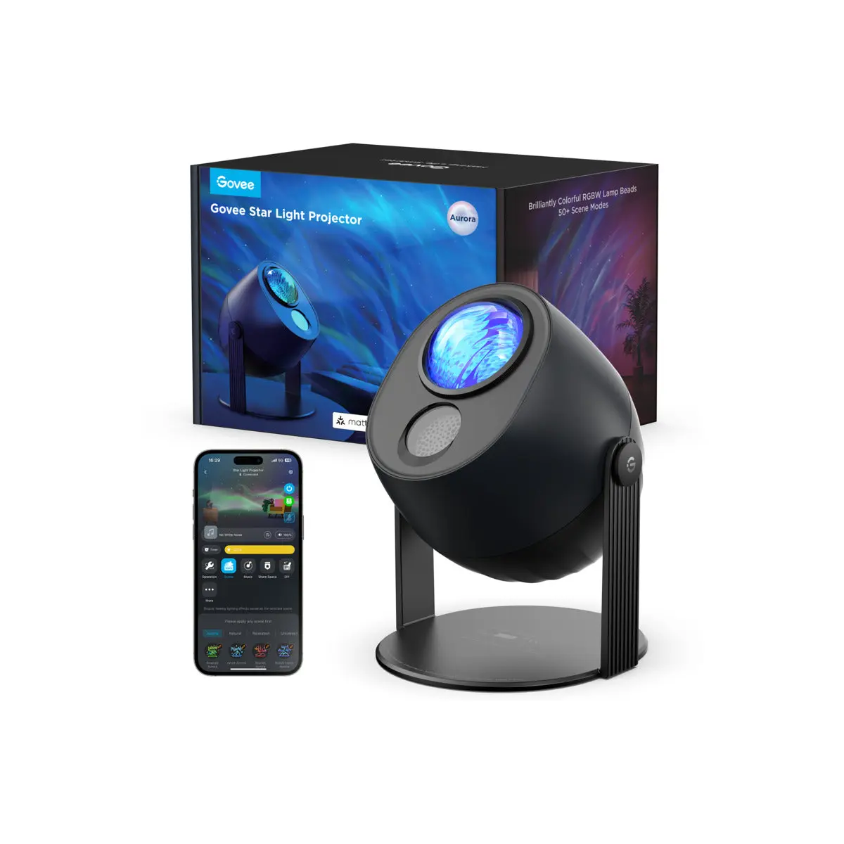 Chytrý hvězdný projektor Govee Galaxy Light Projector Pro Matter s reproduktorem