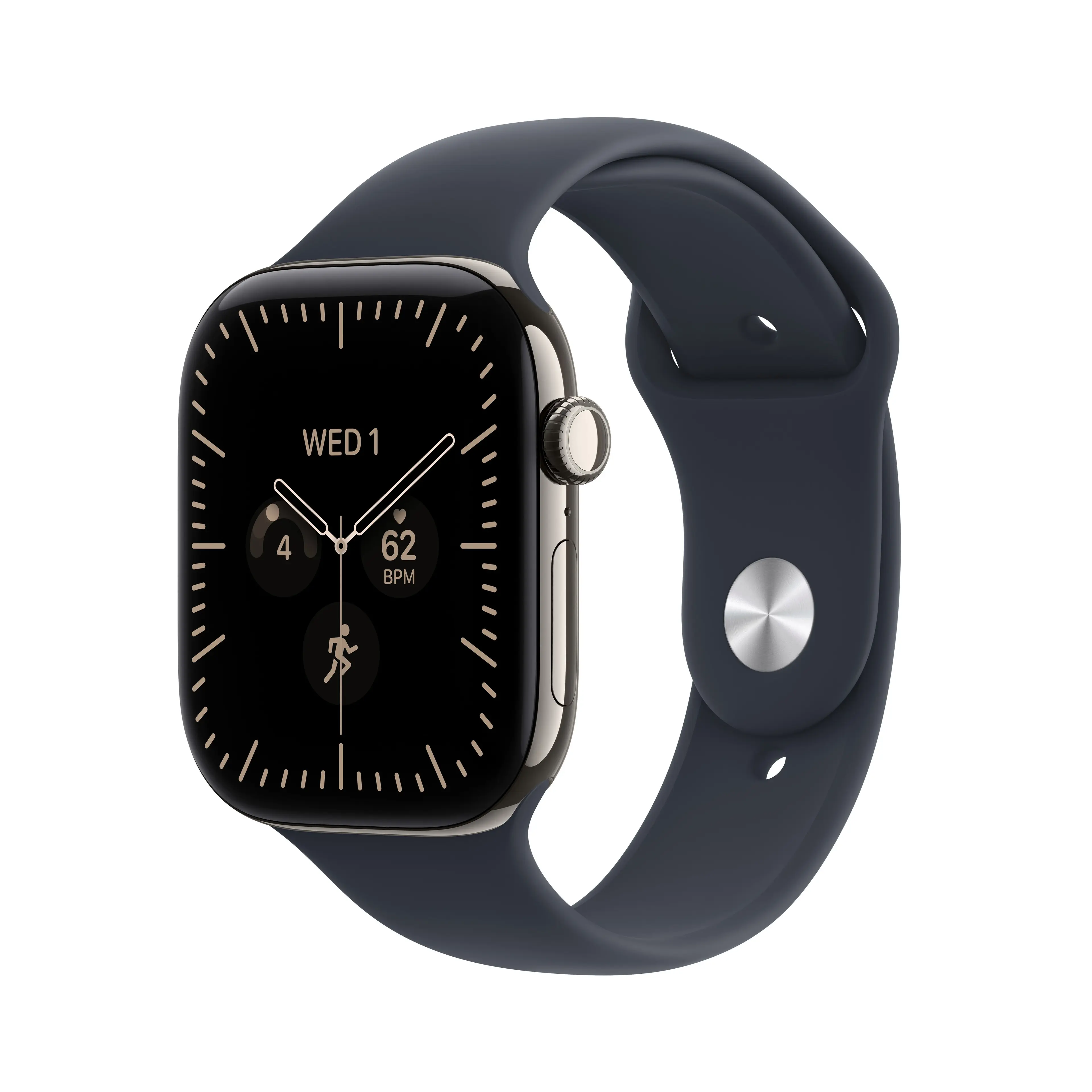 Apple Watch Series 12 GPS + Cellular 46mm přírodní titan s námořnicky modrým sportovním řemínkem - M/L