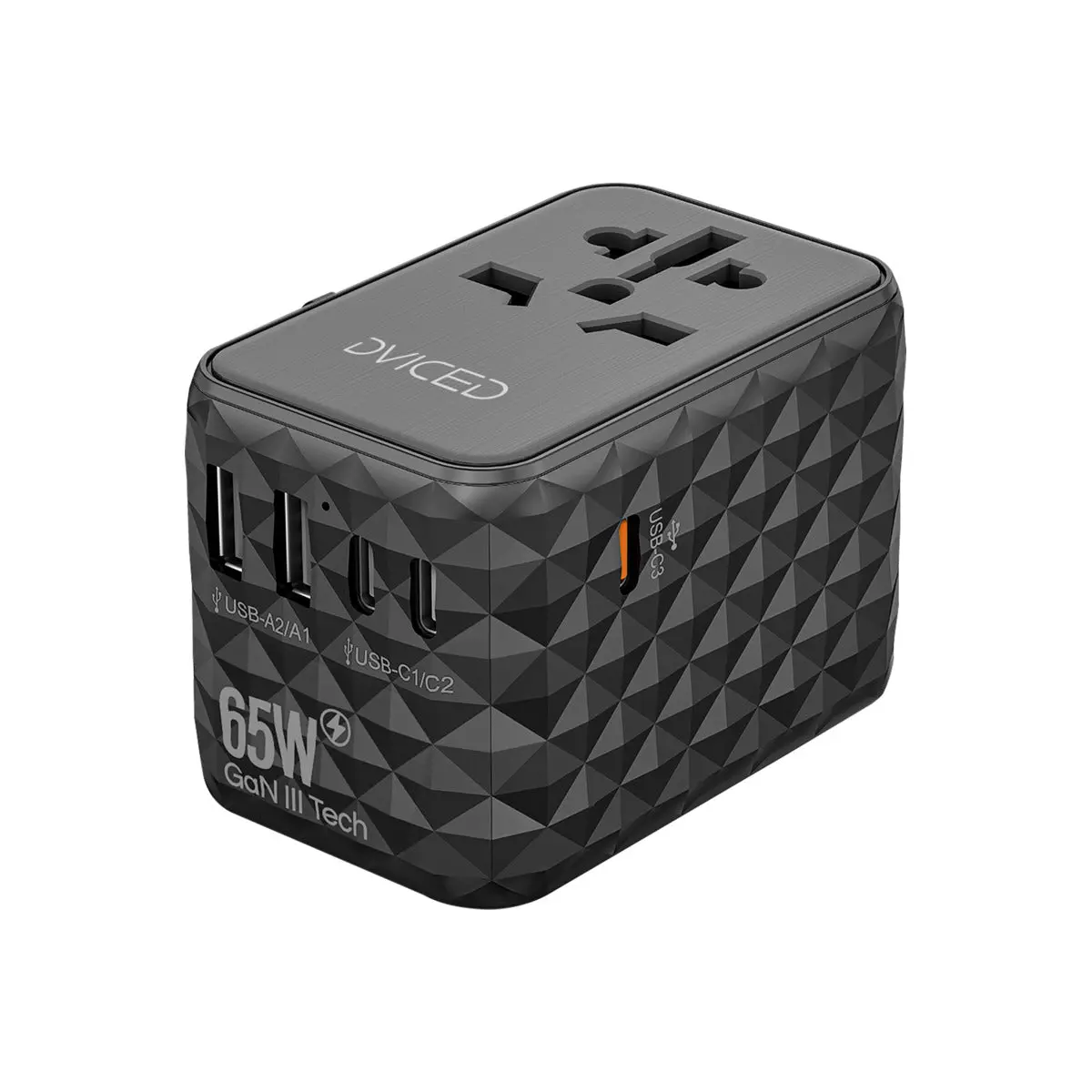 65W cestovní adaptér Dviced Universal – černý