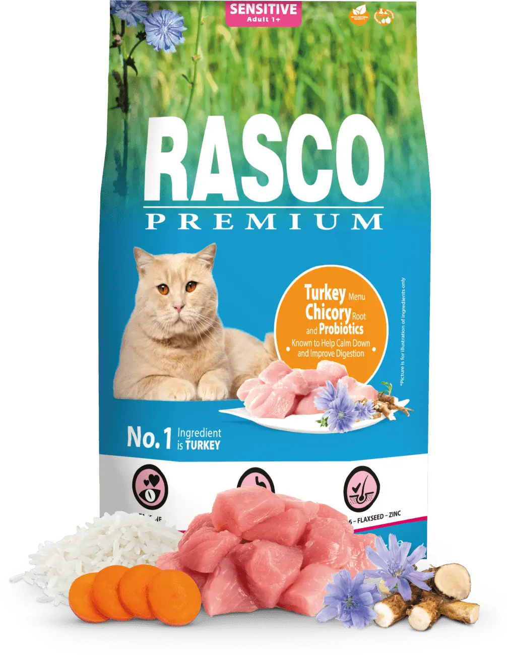 Krmivo Rasco Premium sensitive krůta s kořenem čekanky a probiotiky 2kg