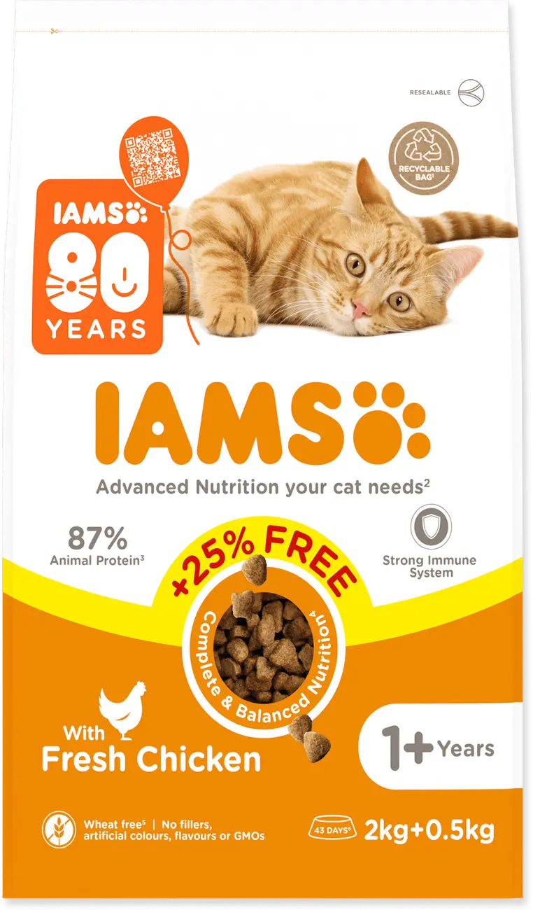 Krmivo IAMS Cat Adult Chicken 2kg + 500g ZDARMA