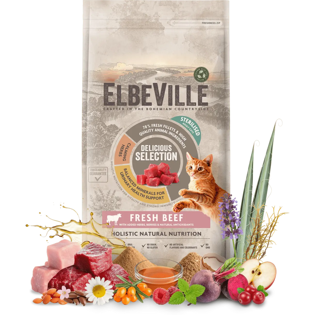 Krmivo ELBEVILLE Cat Sterilised Fresh Beef 4,8 kg