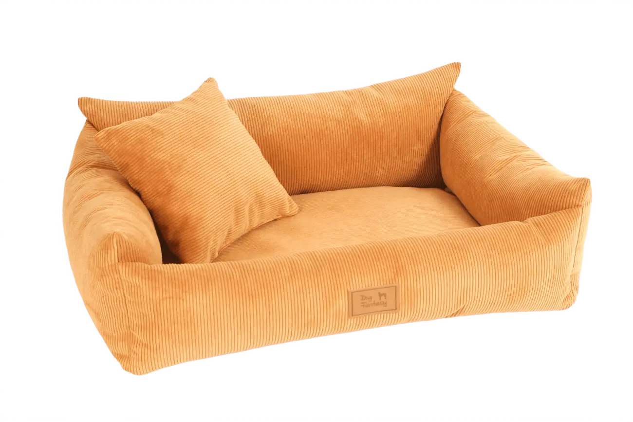 Luxusní pelíšek pro psy Dog Fantasy Sofa Haven skořicový 120×85 cm