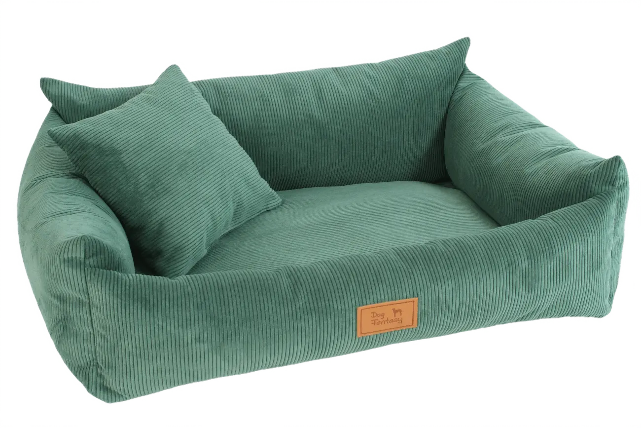 Luxusní pelíšek pro psy Dog Fantasy Sofa Haven zelený 76×58 cm